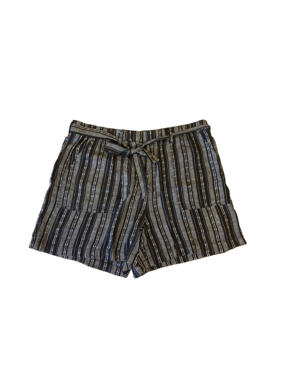 ana High Waist Striped Shorts Black White Size XL